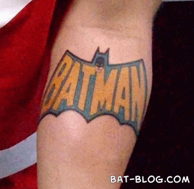 Batman logo tattoo hand poked on the achilles,